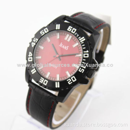 Fashion watch, black case leather bands, good-quality, sport style